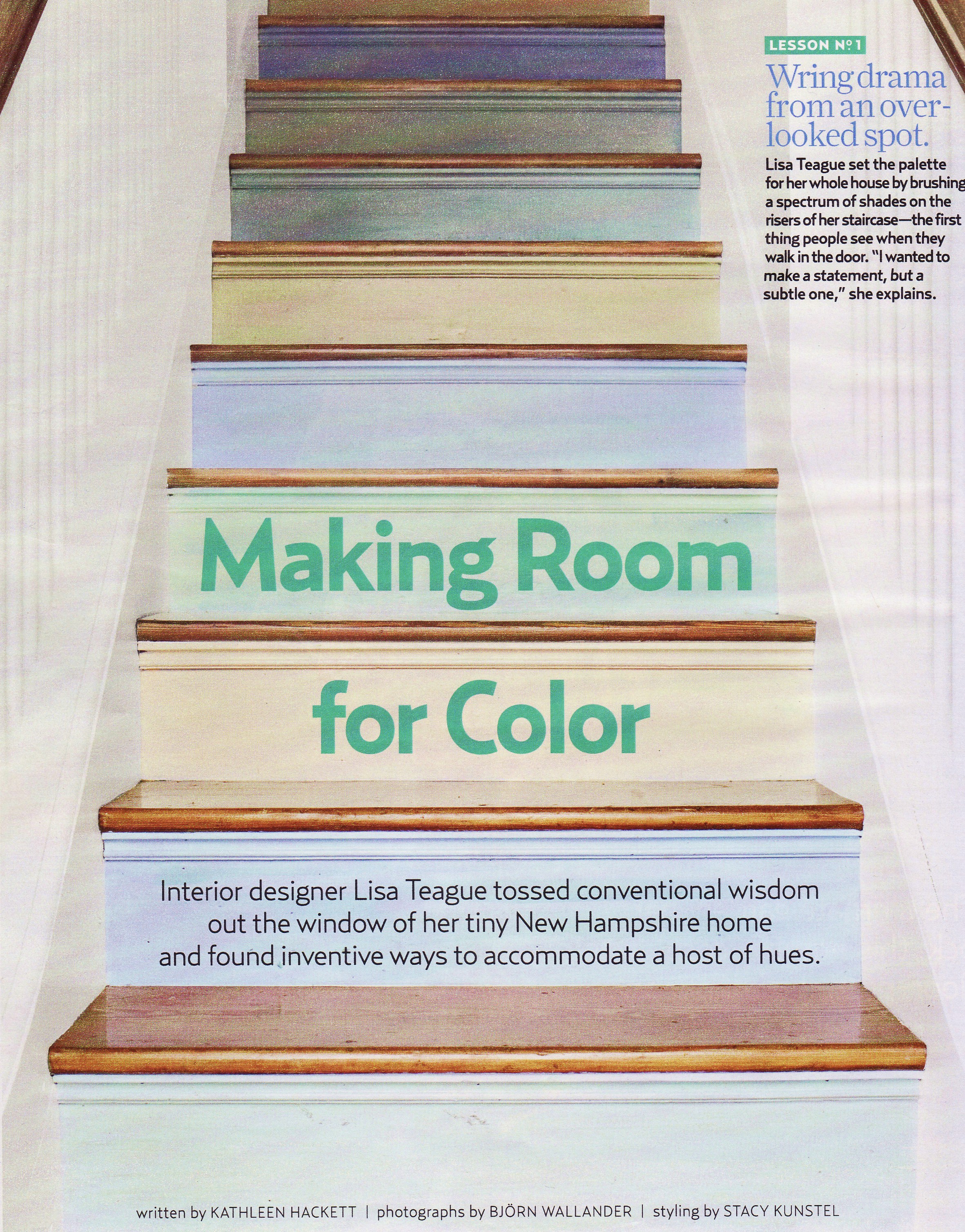 Lisa Teague colored stair risers Country Living 0611