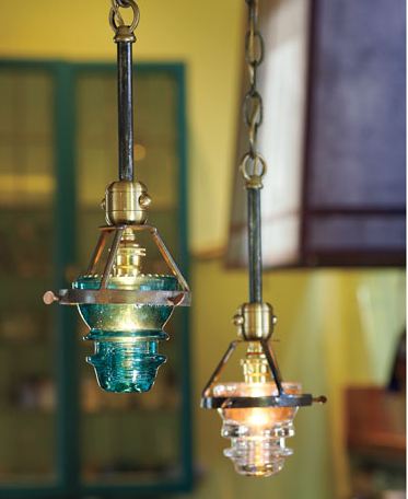 pendant-light-made-from-vintage-telegraph-insulators via retrorenovation