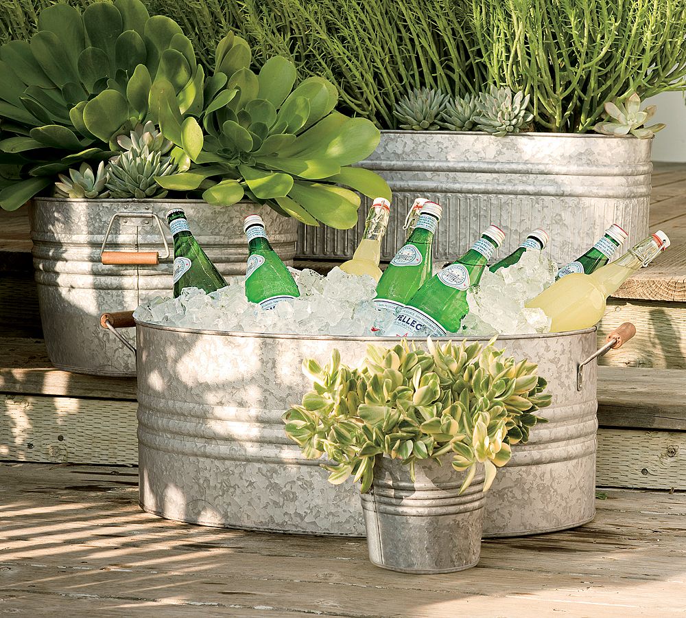 Pottery Barn Galvanized metal tubs
