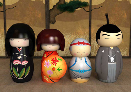 Kokeshi Dolls via CreativeRoots