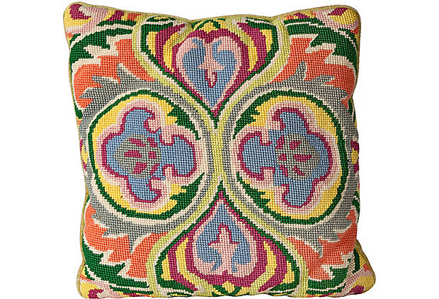 Ruthie Sommers vintage geometri needlepoint pillow