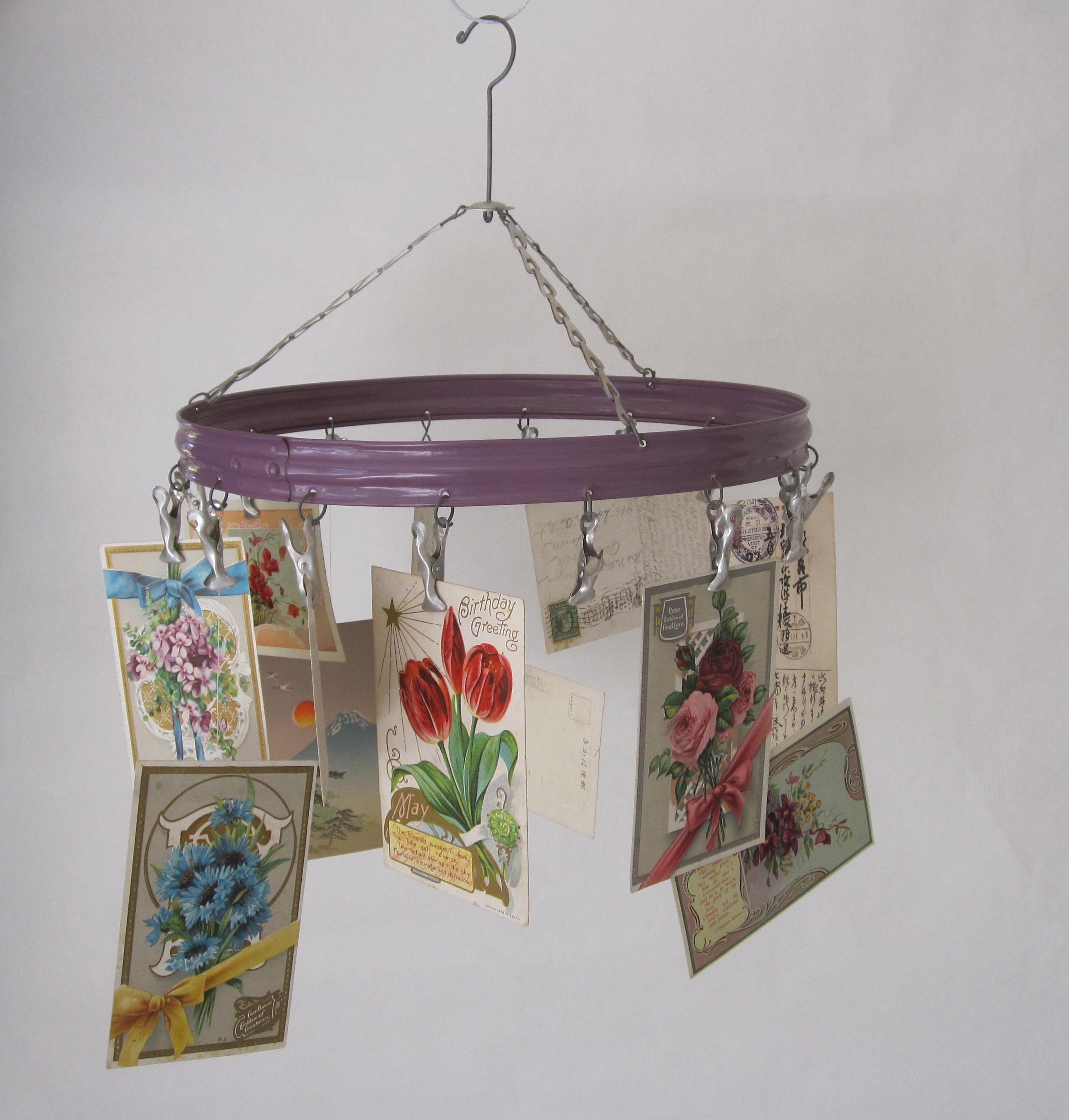laundry hanger with postcards