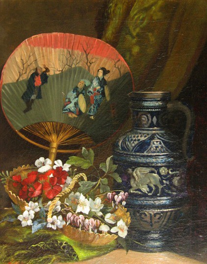 Henri Saintin, Still Life with Oriental Fan 19th century