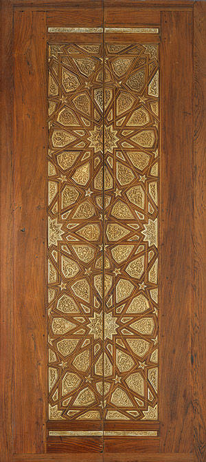 Pair of minbar carved and inlaid doors c1330 Mamluk Cairo Egypt