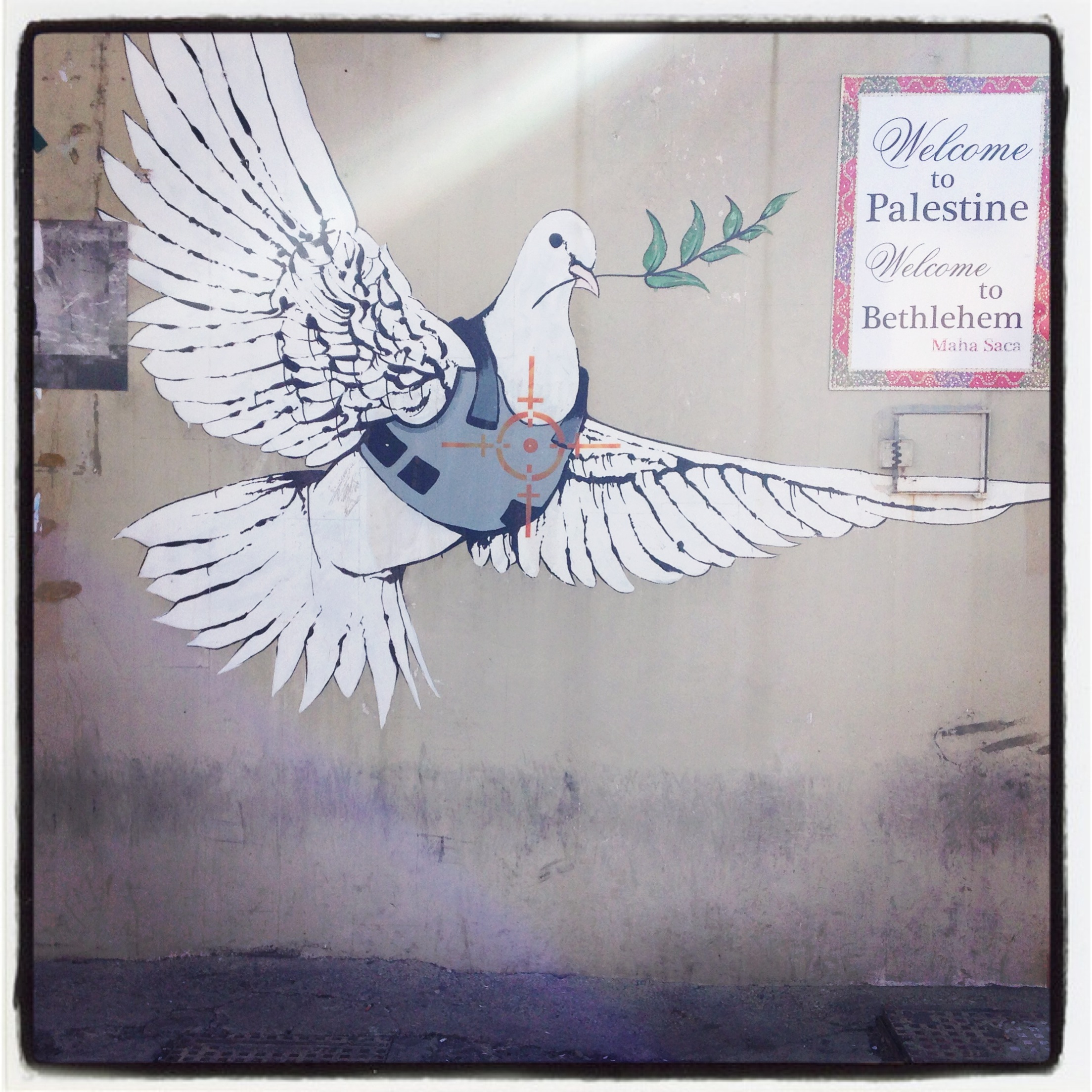 Banksy armored vest peace dove