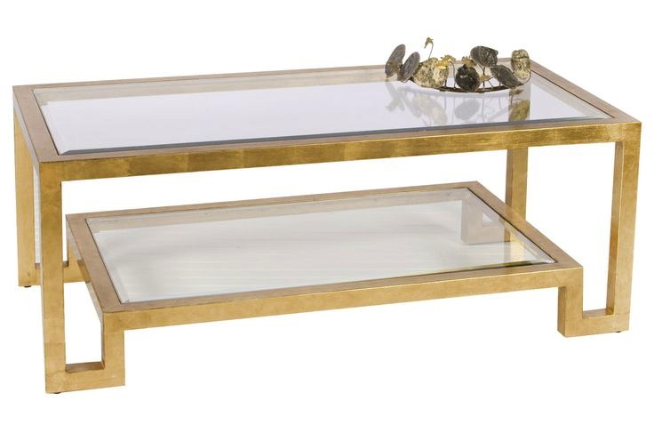 Worlds Away Winston Gold Leafed Coffee Table
